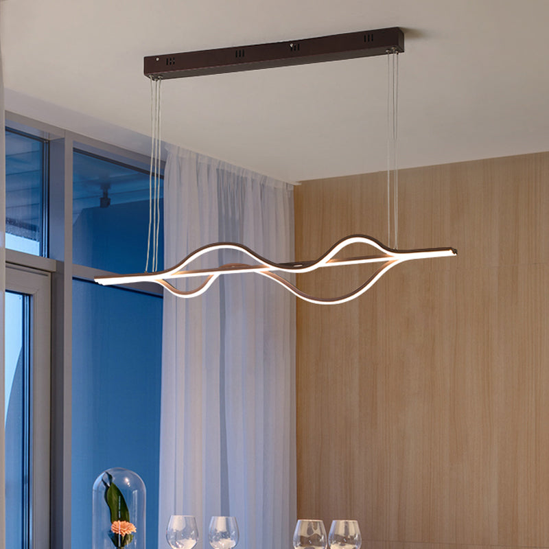 Led Twisting Acrylic Chandelier: Modern Black Pendant Light For Dining Room With Adjustable