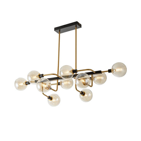 Contemporary Starburst 10-Light Chandelier With Amber/Smoke Gray/Cream Glass