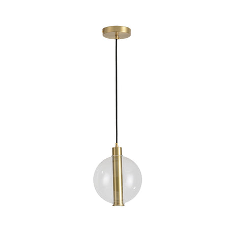 Gold Minimalist Hanging Lamp: 1-Light Bedroom Led Pendant With Clear Glass Ball Shade