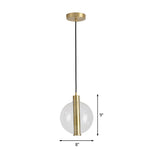 Gold Minimalist Hanging Lamp: 1-Light Bedroom Led Pendant With Clear Glass Ball Shade