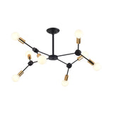 Contemporary 8-Light Metal Branch Chandelier Pendant For Bedroom Ceiling - Black
