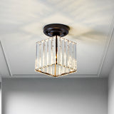 Modern Black Cube Flushmount Lighting With Clear Glass For Hallway - 1 Bulb Flush Mount Fixture