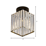 Modern Black Cube Flushmount Lighting With Clear Glass For Hallway - 1 Bulb Flush Mount Fixture
