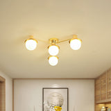 Modernist Radial Metal Flush Mount Light With Brass Finish - 4-Light Flushmount For Bedroom
