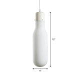1-Light Simple White Dining Pendant With Cone/Globe/Cylinder Glass Design