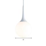 Contemporary Globe Pendant Light - Wide Hanging Ceiling Fixture In White Glass 1 12/14/16 Width