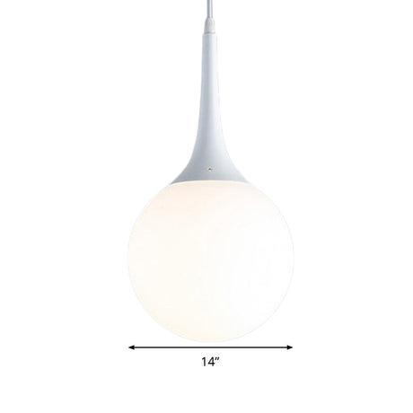 Contemporary Globe Pendant Light - Wide Hanging Ceiling Fixture In White Glass 1 12/14/16 Width