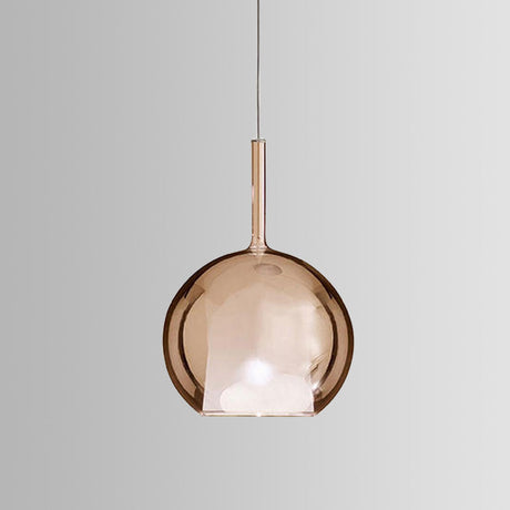 Contemporary Cognac Glass Globe Pendant Light Fixture – Dining Room Hanging Kit 6’/8’/10’ Wide