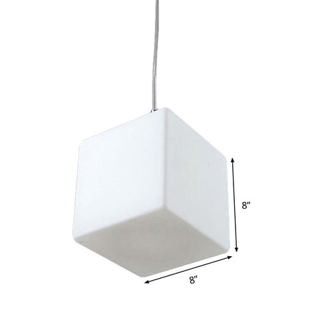 Minimalist White Glass Hanging Ceiling Light - 1-Light Pendant Fixture 5-8 Wide
