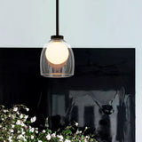 Modern Smoke Gray/Clear Glass Bell Pendant Light - 1-Light Dining Room Hanging Lamp Kit