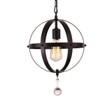 Vintage Black Metal Pendant Light For Dining Room - Globe Hanging Ceiling Lighting