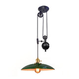 Industrial Dome Metal Shade Pendant Light For Living Room - Black/White/Red