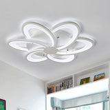 Modern Flower Flushmount Lighting - Acrylic 6/7/8-Light Ceiling Fixture For Bedroom Warm Or White