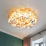 Contemporary Led Blossoming Flower Acrylic Flush Mount Ceiling Light Fixture In White/Black/Blue