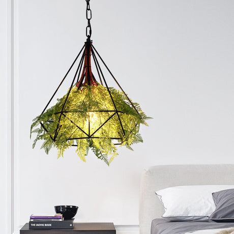 Black Metal Diamond Drop Lamp - Industrial Led Pendant Lighting For Restaurant 15/18/23.5 Wide / 15