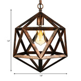 14/18 Geometric Metal Pendant Lighting Fixture - Industrial 1 Bulb Ceiling Light For Dining Room