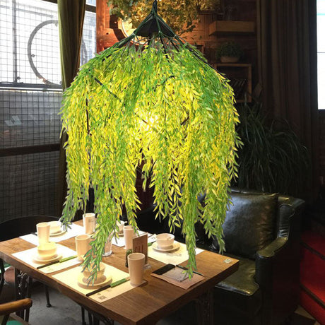 Vintage Black Metal Led Pendant Hanging Light Fixture For Restaurants - 18/21.5 W 1-Bulb Caged Plant