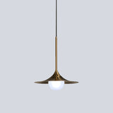 Brass Iron Horn Down Lighting Ceiling Lamp With Milk Glass Shade - Modern 1 Head Fixture