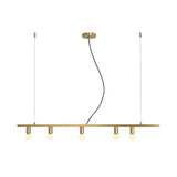 Postmodern Brass 5-Light Linear Chandelier For Dining Table