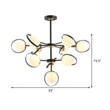 Opal Glass 3-Tier Modo Pendant Lighting Chandelier - Modern 10-Head Black With Ring Detail