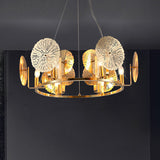 Lotus Leaf Chandelier: Post-Modern Metal Hanging Light - 6 Lights Brass Finish & Ring Design Ideal