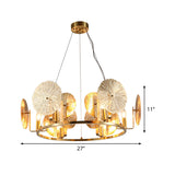Lotus Leaf Chandelier: Post-Modern Metal Hanging Light - 6 Lights Brass Finish & Ring Design Ideal