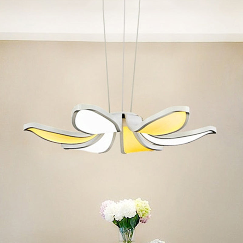 Contemporary Flower Shape Acrylic Chandelier - 6/8 White Led Lights Hanging Ceiling Lamp In