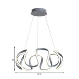 Modern Grey Dining Room Chandelier: 3/5/6 Lights With Wave Acrylic Shade Ceiling Pendant Light In