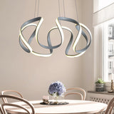 Modern Grey Dining Room Chandelier: 3/5/6 Lights With Wave Acrylic Shade Ceiling Pendant Light In