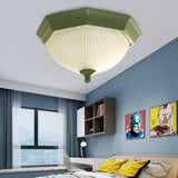 Contemporary Octagonal Glass Ceiling Light - Perfect For Childs Bedroom Green