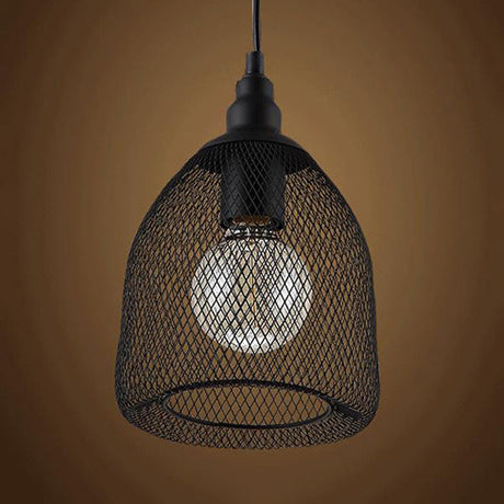 Bell Metal Pendant Light - Industrial Single-Bulb Ceiling Fixture In Black/White/Copper For Dining