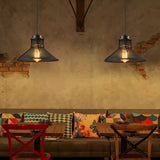 Mesh Cage Pendant Light Industrial Metal Rust/Black - Cone Shade 1 Bulb Restaurant Ceiling Lamp
