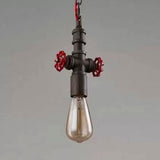 Farmhouse Style Valve Pendant Light - Black/Bronze Metal Finish With 1 Bulb For Restaurant Ceilings