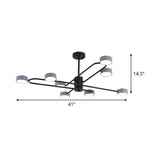 Minimalist Grey Chandelier - 8 Heads Living Room Ceiling Pendant Light With Drum Iron Shade