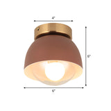 Modern Iron Dome Flush Mount Ceiling Lamp With 1 Head Lighting - Coffee Shade