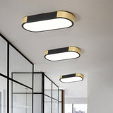 Modern Rectangular Corridor Led Ceiling Flush Mount - Metallic Flushmount Lighting In White/Gold Or