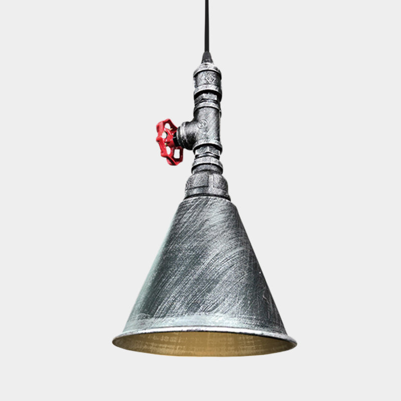Conical Down Lighting Iron Pendant Lamp - Farmhouse Black/Silver/Gold Finish For Restaurants