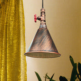 Conical Down Lighting Iron Pendant Lamp - Farmhouse Black/Silver/Gold Finish For Restaurants