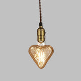 Amber Glass And Brass Industrial Heart Pendant Lamp With Down Lighting