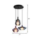 Black Industrial Wine Bottle Cluster Pendant Light With Thickened Glass - 3 Lights