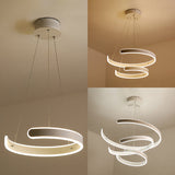 White Pendant Light For Dining Room Contemporary Multi-Ring Hanging Lamp With Neutral