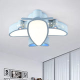 Led Cartoon Ceiling Lamp For Boys Bedroom - Acrylic And Metal Plane Flush Mount Light With