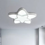 Cartoon Led Flush Mount Light: Vibrant 2-Star Acrylic Ceiling Lamp For Corridor And Kids Bedroom