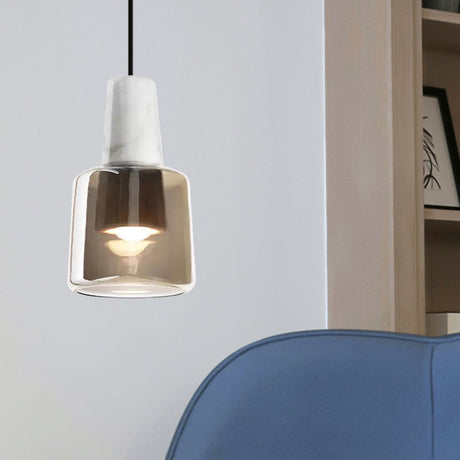 Smoke Gray Glass Urn Pendant Light: Contemporary Bedroom Lighting Fixture