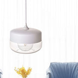 Modern White Glass Pendant Light For Bedroom Ceiling With Clear Round Shade