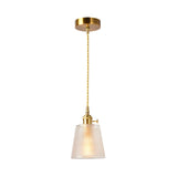 Modernist Clear Glass Bell Hanging Light With Gold Finish & Metallic Switch - 1 Bulb Suspended