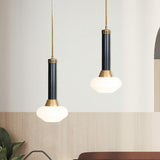 Modern Black Opal Frosted Glass Pendant Lamp - Torchlight Design Bedside Or Ceiling Pendulum Light