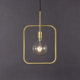 Contemporary Gold Metal Pendant Light With Exposed Bulb And Skeleton Design