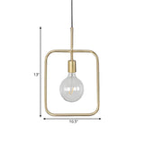 Contemporary Gold Metal Pendant Light With Exposed Bulb And Skeleton Design