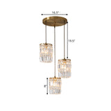 Modern Prismatic Crystal 3-Light Gold Pendant With 2 Layers And Linear/Round Canopy
